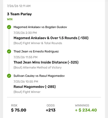 Settled winning bet slip 6 of 8